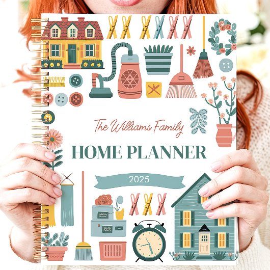 Retro Huishoudelijke klusjes Aangepaste familienaa Planner