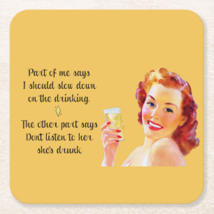 Retro Huishoudster Grappige Quote Drink Onderschep Kartonnen Onderzetters