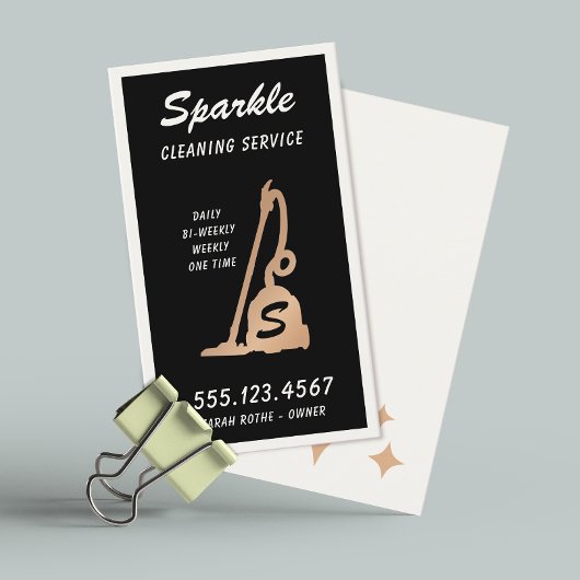 Retro Huishoudster Maid Service, Zwart Contactkaartje