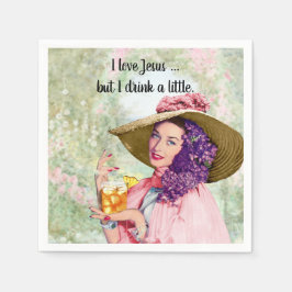 Retro Huishoudster Zonnehoed Cocktail Bloemen Servet