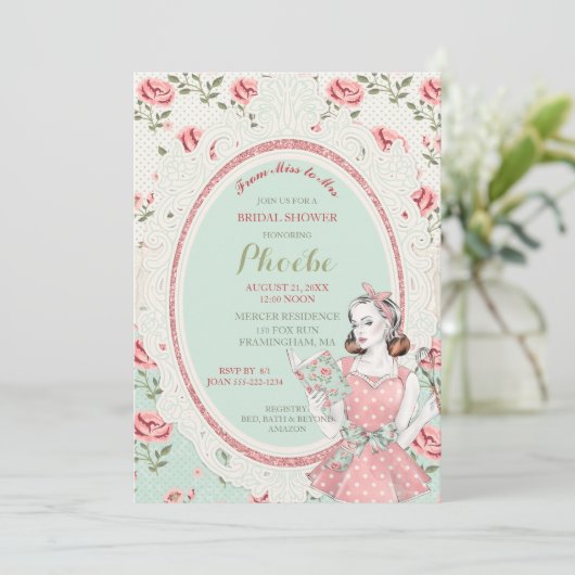 Retro Huisvrouw 50's Vrijgezellenfeest Kaart (Staand voorkant)