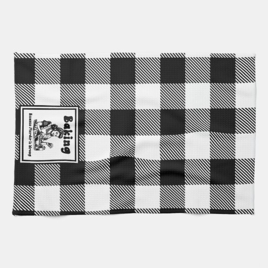 Retro Huisvrouw Bakken Humor Keuken Handdoek (Horizontaal)