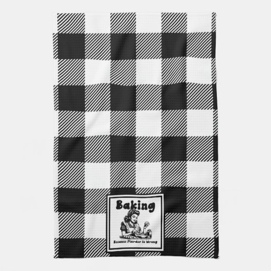 Retro Huisvrouw Bakken Humor Keuken Handdoek (Verticaal)