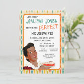 Retro huisvrouw bruids douche uitnodiging (Staand voorkant)