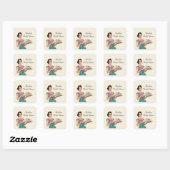 Retro Huisvrouw Bruidsfeestje Vierkante Sticker (Vel)