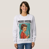 RETRO HUISVROUW COFFEE FUNNY T-SHIRT (Voorkant volledig)