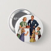 Retro Huisvrouw en gezin Ronde Button 5,7 Cm (Voorkant /achterkant)