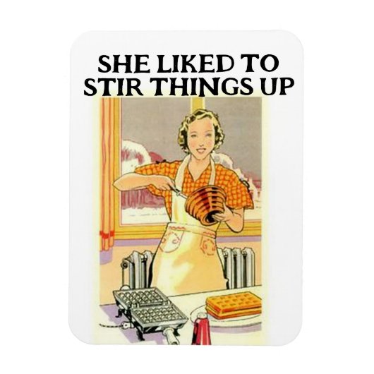 RETRO HUISVROUW FUNNY MAGNEET (Verticaal)