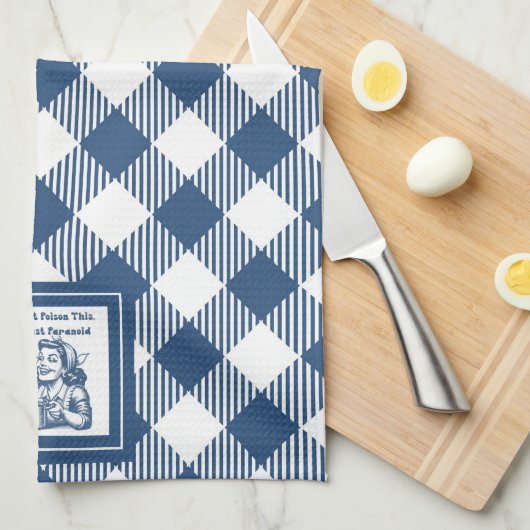 Retro Huisvrouw Funny Plaid Keuken Handdoek (Quarter Fold)
