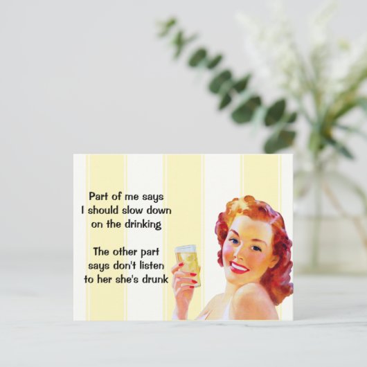 Retro Huisvrouw Funny Quote Briefkaart (Staand voorkant)