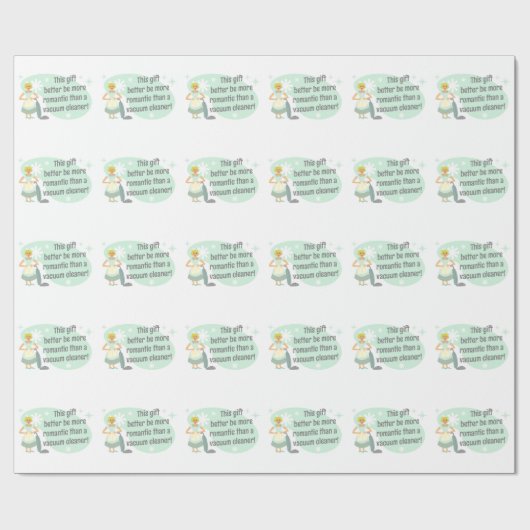 Retro huisvrouw haat het vacuüm cadeaupapier (Vlak)