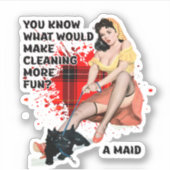Retro Huisvrouw Humor Pin-up Art Sticker (Voorkant)