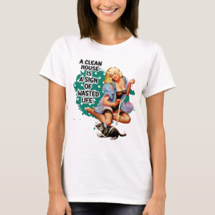 Retro Huisvrouw Humor Pin-up Girl Art T-shirt