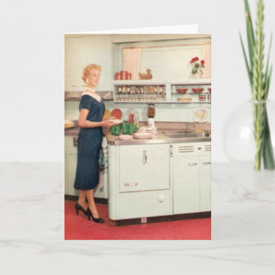 Retro Huisvrouw in Keuken Kaart