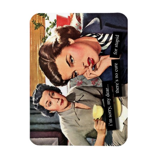 Retro Huisvrouw jaren 1950 "No Cure for Stupid" Ma Magneet (Verticaal)