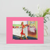Retro Huisvrouw Kaart (Staand voorkant)