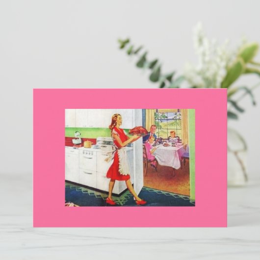 Retro Huisvrouw Kaart (Staand voorkant)