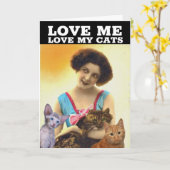 RETRO HUISVROUW KAT HELLO KAART (Gele Bloem)