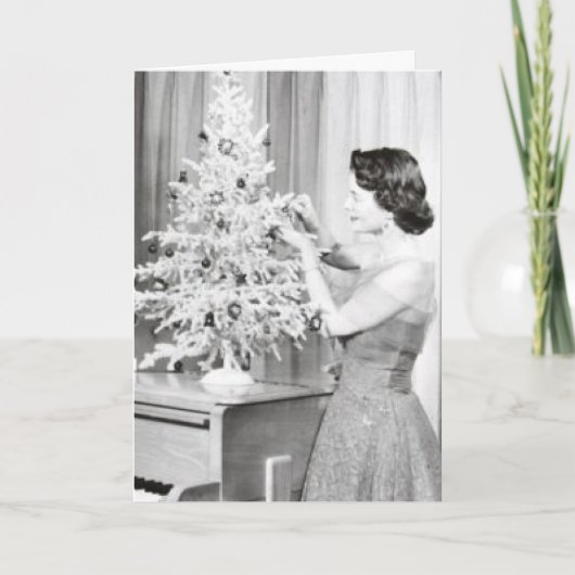 RETRO HUISVROUW KERSTKAARTEN KAART (Voorkant)