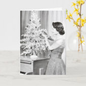 RETRO HUISVROUW KERSTKAARTEN KAART (Gele Bloem)