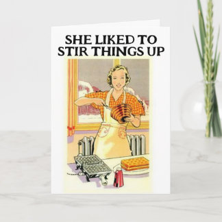 RETRO HUISVROUW KEUKEN GRAPPIGE VERJAARDAGSKAARTEN KAART