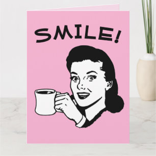 RETRO HUISVROUW KOFFIE VERJAARDAG WENSKAART KAART