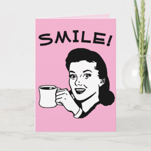 RETRO HUISVROUW KOFFIE VERJAARDAG WENSKAART KAART