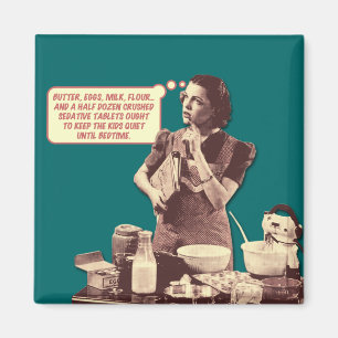 Retro Huisvrouw Magneet - Slaapkamertaart Recept