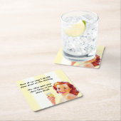 Retro Huisvrouw met Cocktail Grappig Drink Quote Kartonnen Onderzetters (Insitu)