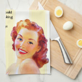 Retro Huisvrouw met Cocktail Grappig Drink Quote Theedoek (Quarter Fold)