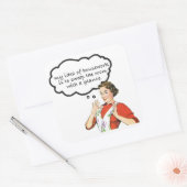 Retro Huisvrouw - Mijn Idee van Huiswerk Vierkante Sticker (Envelop)