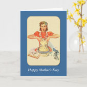 Retro huisvrouw Moederdag Kaart (Gele Bloem)