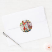 Retro Huisvrouw op Thanksgiving Ronde Sticker (Envelop)