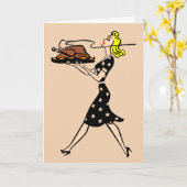 RETRO HUISVROUW THANKSGIVING KAARTEN (Gele Bloem)