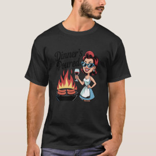 Retro Huisvrouw Wijn Citaat AVONDMAALTIJD is Inges T-shirt