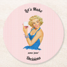 Retro huisvrouw wijn roze streep