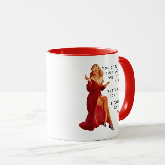 Retro huisvrouw wijsheid stof tot stof mok (Voorkant rechts)