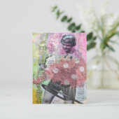 Retro Hula Dans Mixed Media Collage Briefkaart (Staand voorkant)