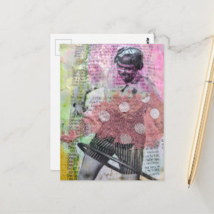 Retro Hula Dans Mixed Media Collage Briefkaart