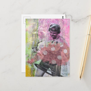 Retro Hula Hoop Dans Mixed Media Collage Briefkaart