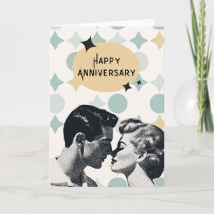 Retro-huldeblijkaart voor jubileum in mid-century- kaart