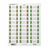 Retro hulst met rode bessen op groene bewerkbare etiket (Full Sheet)