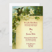 Retro Hummingbird Pair Floral Wedding Kaart (Voorkant / Achterkant)