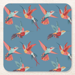 Retro Hummingbird Patroon 2 Kartonnen Onderzetters