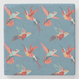 Retro Hummingbird Patroon 2 Stenen Onderzetter
