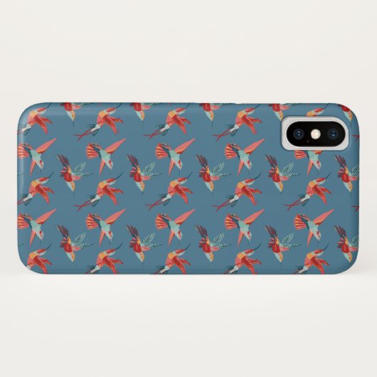 Retro Hummingbird Patroon Case-Mate iPhone Case (Achterkant (horizontaal))