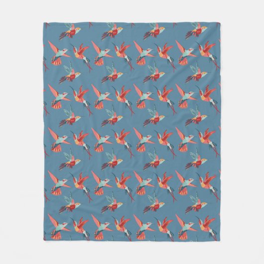 Retro Hummingbird Patroon Fleece Deken (Voorkant)