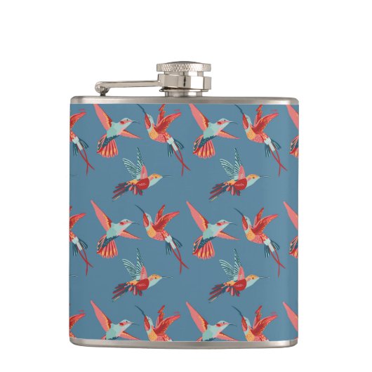 Retro Hummingbird Patroon Heupfles (Voorkant)