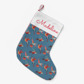 Retro Hummingbird Patroon | Jouw namen toevoegen Kleine Kerstsok (Voorkant (Hangend))