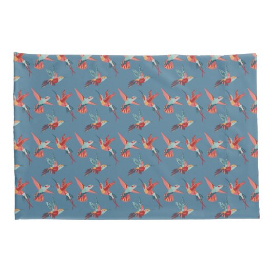 Retro Hummingbird Patroon Kussensloop (Achterkant-Rechts)